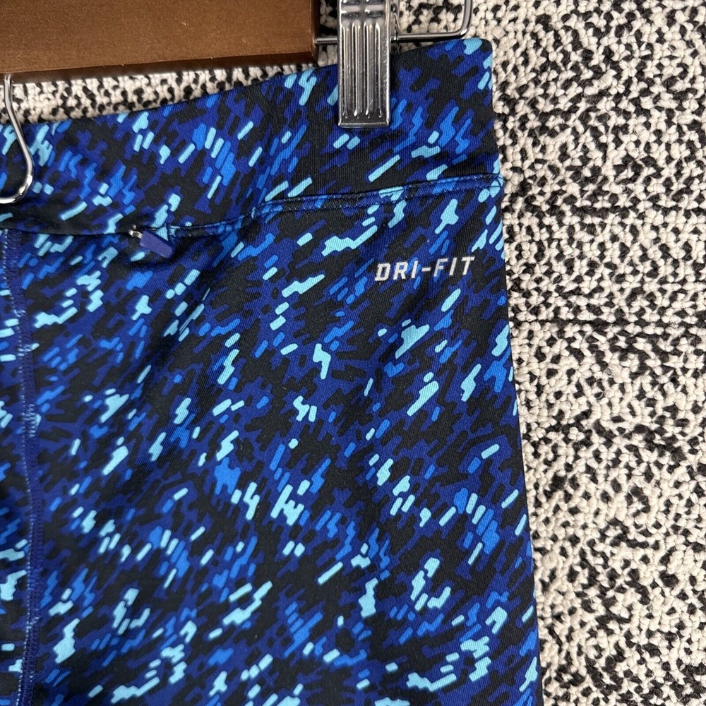 Nike Dri Fit Womens Medium Leggings Drawstring Blue Geometric - Picture 8 of 14